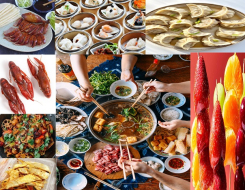 Peking duck, Crayfish, Hot Pot, Dumpling, Malaxiangguo, Dim sum, Kaolengmian, Tanghulu.