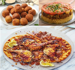 Maqluba, Musakhan, Falafel