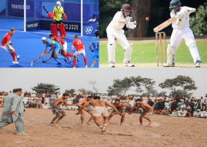 Cricket, Field Hockey, Kabaddi